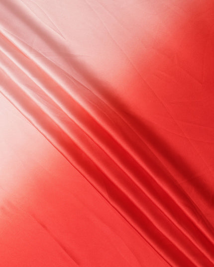 Light Pink to Red Ombre Synthetic Satin Fabric, 110 Cms Width, India-D24666