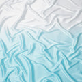 White to Aqua Blue Ombre Synthetic Satin Fabric, 110 Cms Width, India-D24665