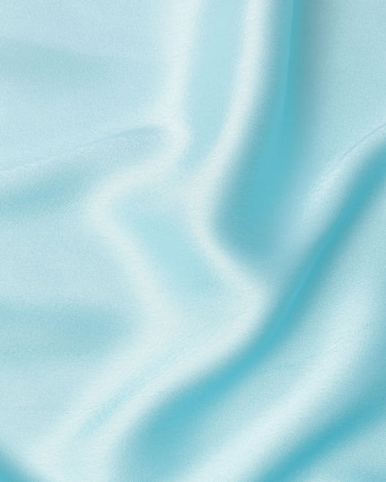 White to Aqua Blue Ombre Synthetic Satin Fabric, 110 Cms Width, India-D24665