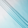 White to Aqua Blue Ombre Synthetic Satin Fabric, 110 Cms Width, India-D24665