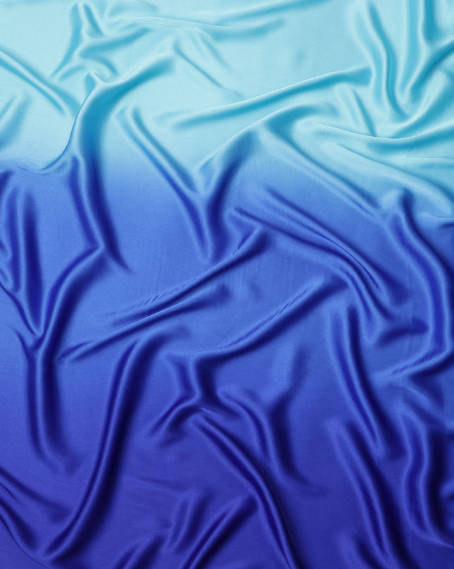 Sky Blue to Royal Blue Ombre Synthetic Satin Fabric, 110 Cms Width, India-D24659 Regal Fabrics