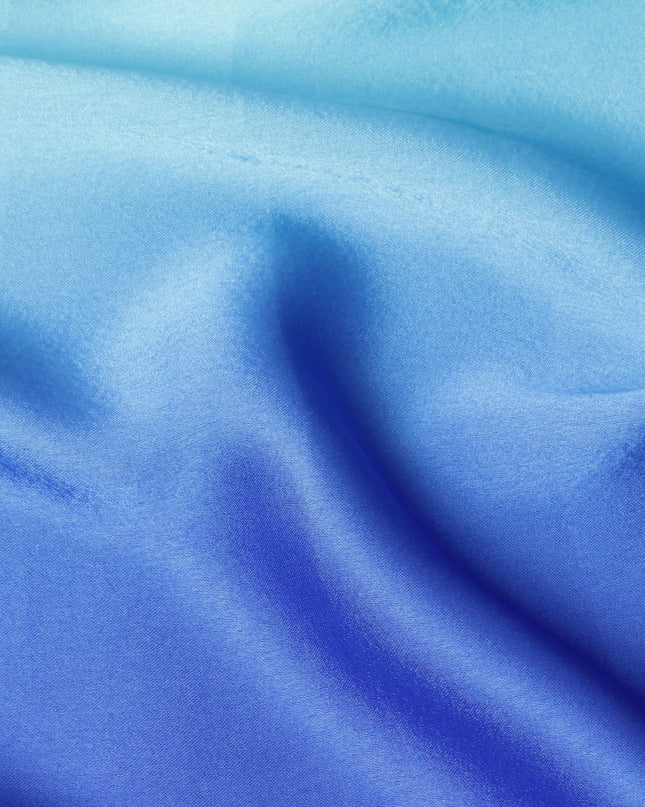 Sky Blue to Royal Blue Ombre Synthetic Satin Fabric, 110 Cms Width, India-D24659 Regal Fabrics