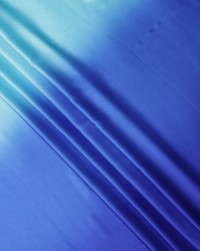 Sky Blue to Royal Blue Ombre Synthetic Satin Fabric, 110 Cms Width, India-D24659 Regal Fabrics