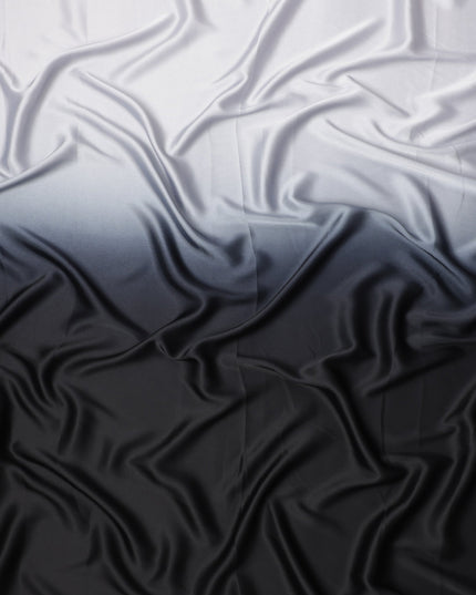 White to Black Ombre Synthetic Satin Fabric, 110 Cms Width, India-D24664
