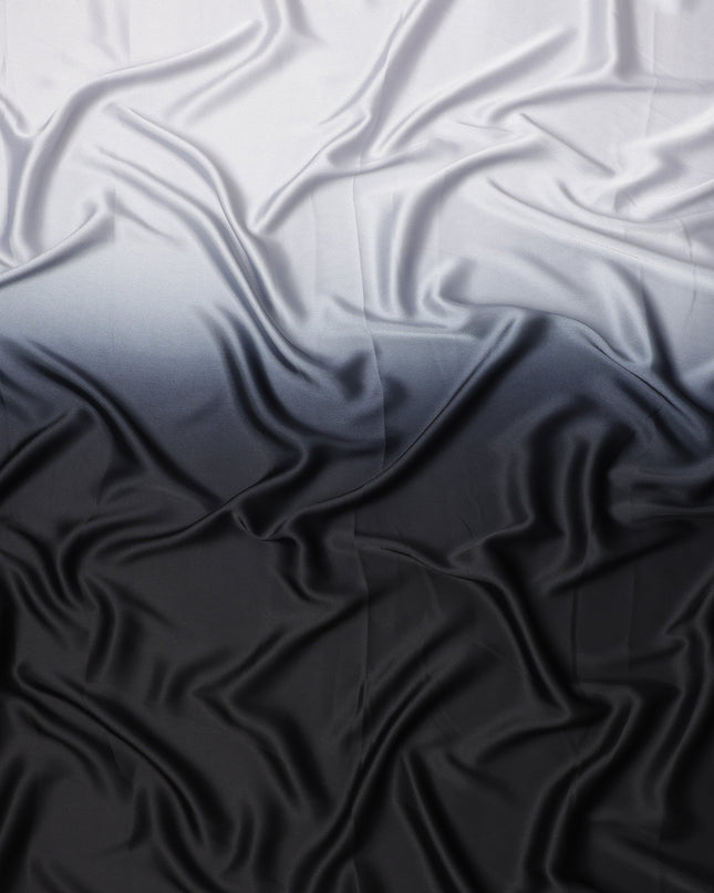 White to Black Ombre Synthetic Satin Fabric, 110 Cms Width, India-D24664