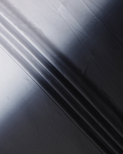 White to Black Ombre Synthetic Satin Fabric, 110 Cms Width, India-D24664