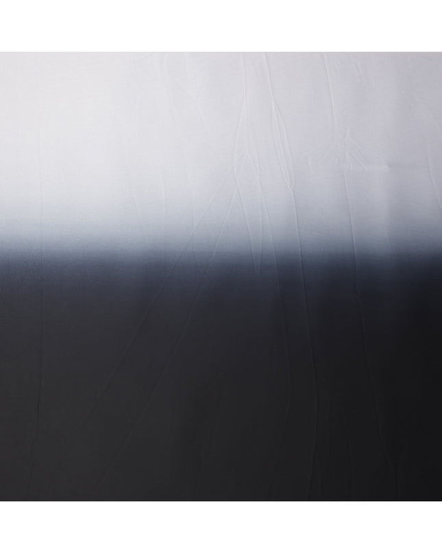 White to Black Ombre Synthetic Satin Fabric, 110 Cms Width, India-D24664