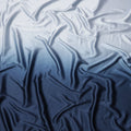 White to Navy Blue Ombre Synthetic Satin Fabric, 110 Cms Width, India-D24655