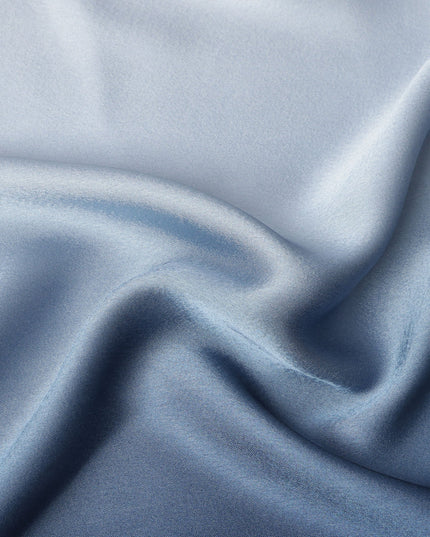 White to Navy Blue Ombre Synthetic Satin Fabric, 110 Cms Width, India-D24655