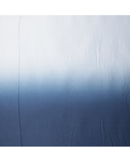 White to Navy Blue Ombre Synthetic Satin Fabric, 110 Cms Width, India-D24655