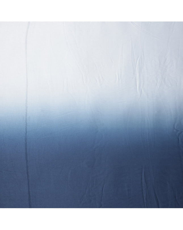 White to Navy Blue Ombre Synthetic Satin Fabric, 110 Cms Width, India-D24655
