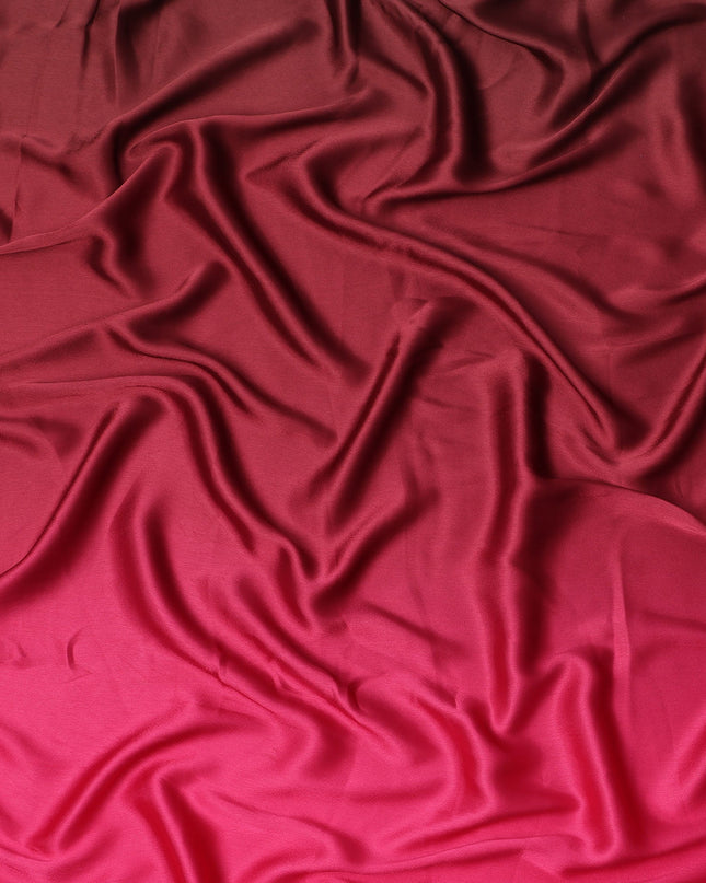 Dark Red to Pink Ombre Synthetic Satin Fabric, 110 Cms Width, India-D24657