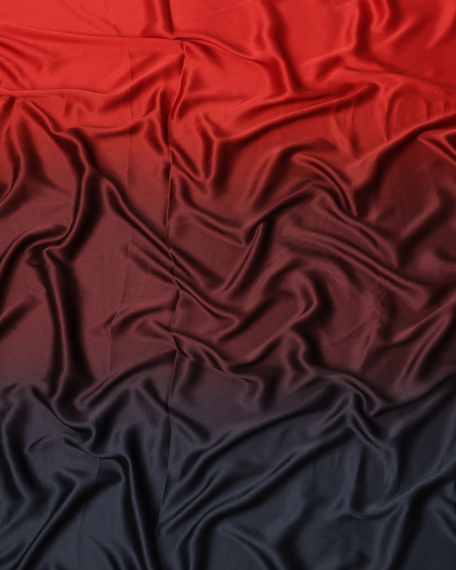 Red to Black Ombre Synthetic Satin Fabric, 110 Cms Width, India-D24662