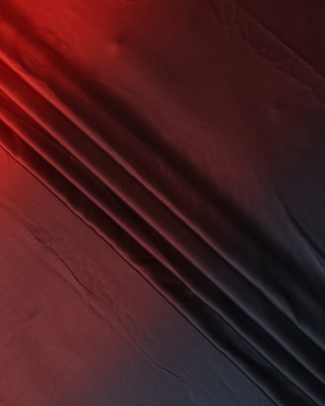 Red to Black Ombre Synthetic Satin Fabric, 110 Cms Width, India-D24662
