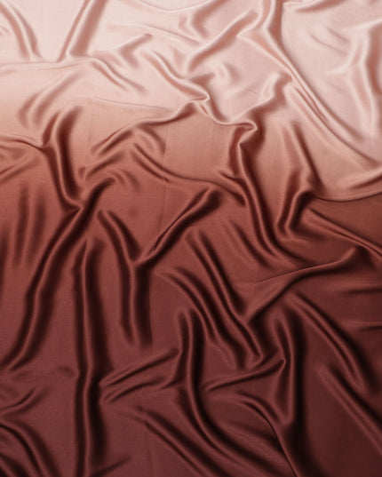 Light Pink to Brown Ombre Synthetic Satin Fabric, 110 Cms Width, India-D24656