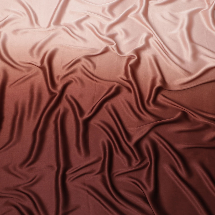 Light Pink to Brown Ombre Synthetic Satin Fabric, 110 Cms Width, India-D24656