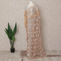 Beige Peach Premium French 2-Tone Chantilly Lace Saree, 5.5 Mtrs with 110 Cms Width, Imported from France-D25436