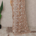 Beige Peach Premium French 2-Tone Chantilly Lace Saree, 5.5 Mtrs with 110 Cms Width, Imported from France-D25436
