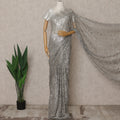 Silver Premium French Metallic Chantilly Lace Saree – 5.5 Meters Fabric Length, Width 110 cm, Imported from France  & Blouse Not Included-D26566