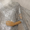 Silver Premium French Metallic Chantilly Lace Saree – 5.5 Meters Fabric Length, Width 110 cm, Imported from France  & Blouse Not Included-D26566