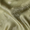 Olive Green Premium Pure Silk Satin Floral Woven Fabric 110 Cms Width From India-D27243 - Regal Fabrics