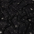 Black Floral and Butterfly Pattern Silk Satin Fabric 110 Cms Width India-D24988