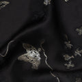 Black Floral and Butterfly Pattern Silk Satin Fabric 110 Cms Width India-D24988