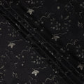 Black Floral and Butterfly Pattern Silk Satin Fabric 110 Cms Width India-D24988