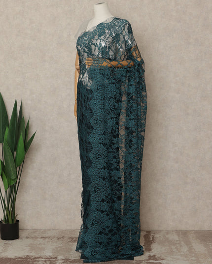 Teal Green 2Tone Premium French Chantilly Saree Lace 5.5 Mtrs 110 Cms Width France-D27795