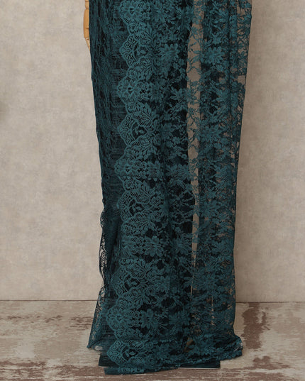 Teal Green 2Tone Premium French Chantilly Saree Lace 5.5 Mtrs 110 Cms Width France-D27795
