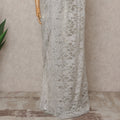 Light Silver Premium French Chantilly Lace Saree Fabric 5.5 Mtrs with 110 Cms Width – Imported from France-D25641