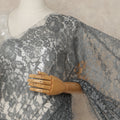 Charcoal Grey 2Tone Premium French Chantilly Saree Lace 5.5 Mtrs 110 Cms Width France-D27798