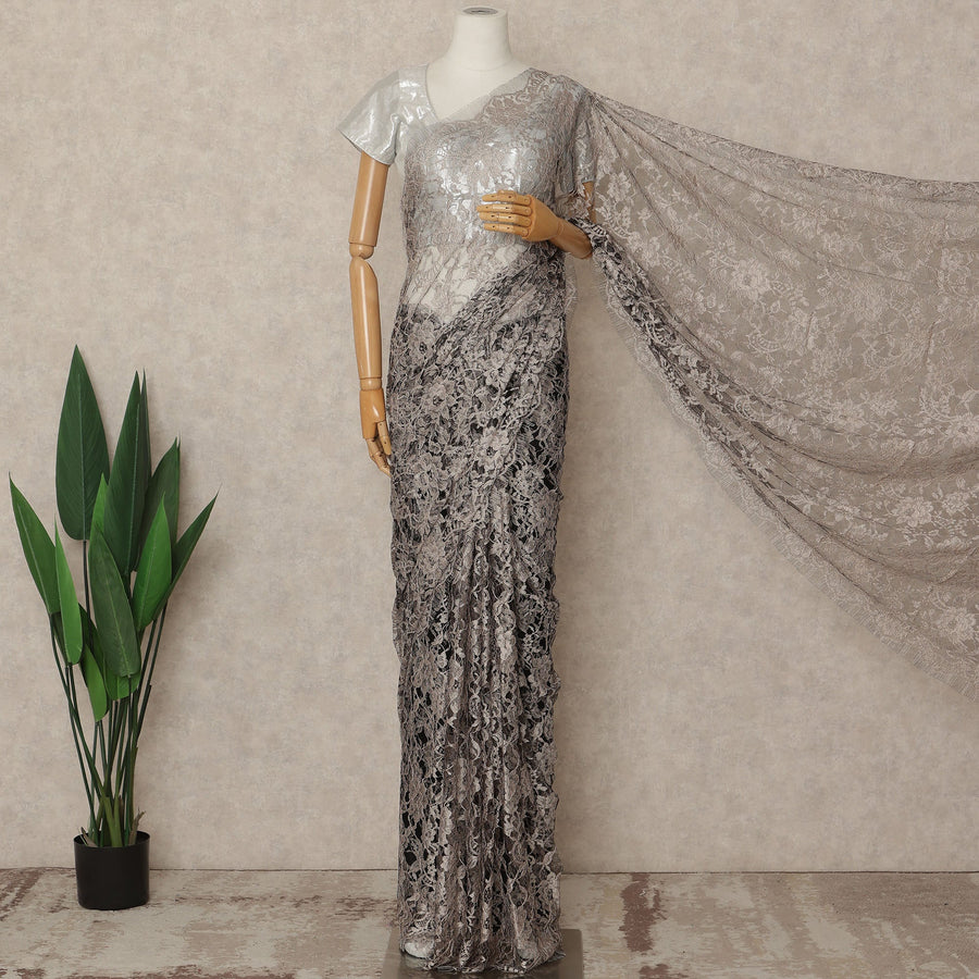 Light Pink 2Tone Premium French Chantilly Saree Lace 5.5 Mtrs 110 Cms Width France-D27787