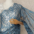 Dusty Blue 2Tone Premium French Chantilly Saree Lace 5.5 Mtrs 110 Cms Width France-D27796