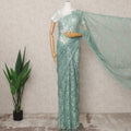 Mint Green Premium French Chantilly Lace Saree Fabric 5.5 Mtrs with 110 Cms Width – Imported from France-D25633