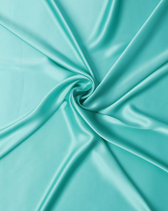 Turquoise Pure Silk Satin Fabric, 110 Cms, China-D25464