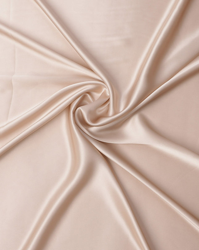 Beige Pure Silk Satin Fabric, 110 Cms, China-D25465