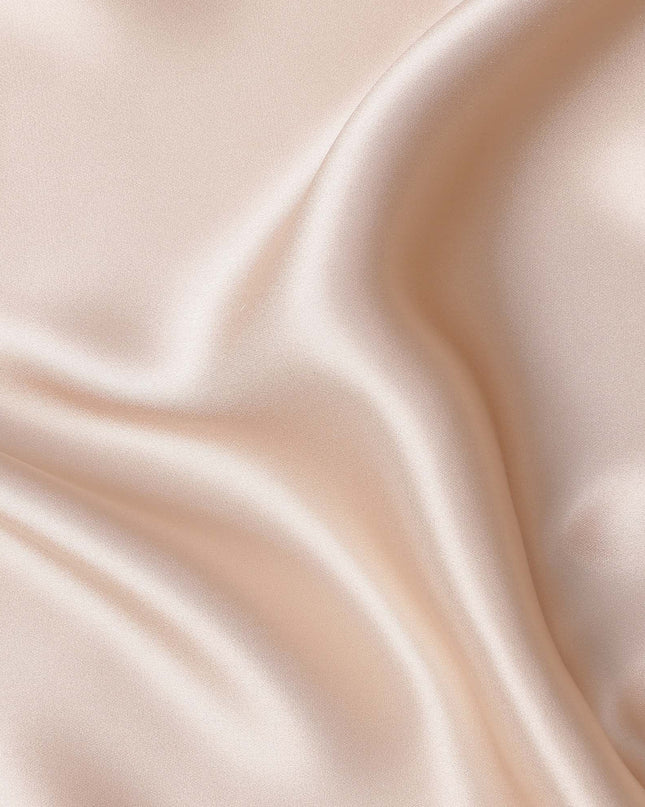Beige Pure Silk Satin Fabric, 110 Cms, China-D25465