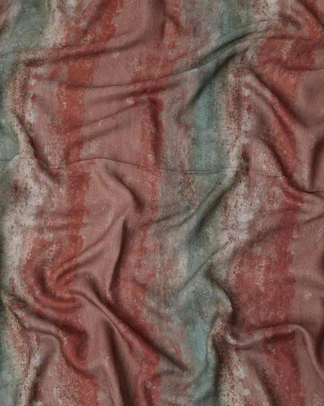 Brown Cotton Blend Fabric with Abstract Multicolor Print, 110 Cms Width, Made in India-D25518