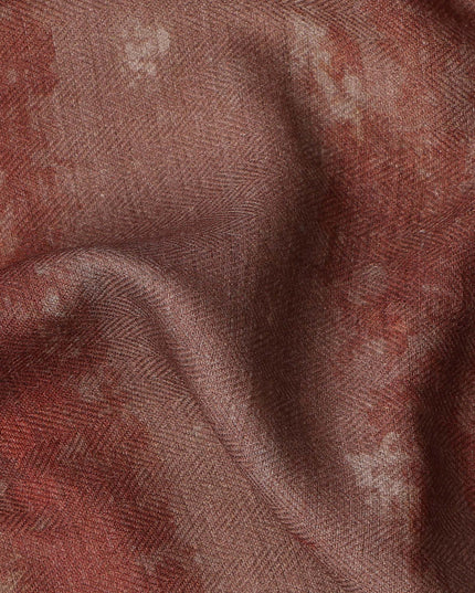 قماش فيسكوز كتان مخلوط باللون الأخضر الصدئ بتصميم مطبوع مخطط تجريدي، عرض 110 سم، صنع في الهند - D25111