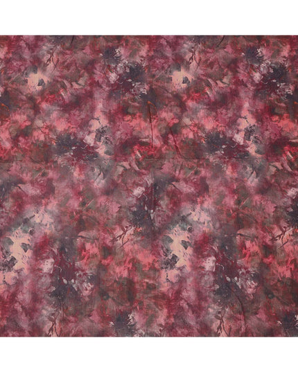 قماش كتان فيسكوز بلون أحمر غامق مع طباعة تجريدية، عرض 110 سم، صنع في الهند - D25110