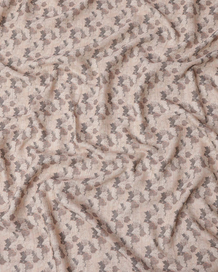 قماش فيسكوز كتان مخلوط باللون البيج بتصميم مطبوع على شكل أوراق، عرض 110 سم، صنع في الهند - D25109