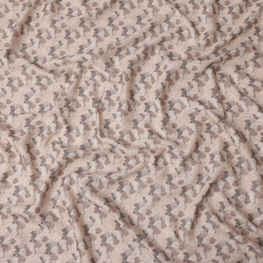 قماش فيسكوز كتان مخلوط باللون البيج بتصميم مطبوع على شكل أوراق، عرض 110 سم، صنع في الهند - D25109