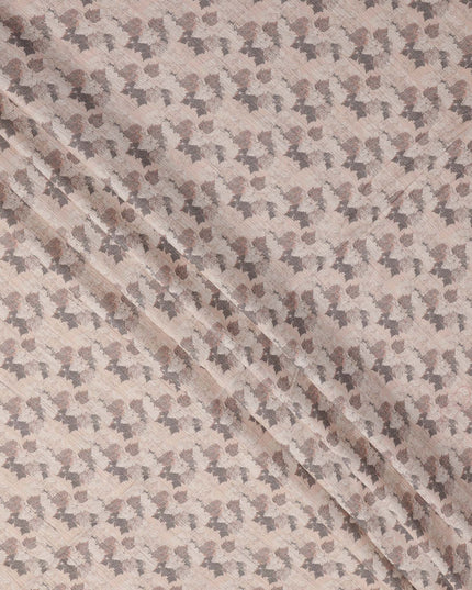 قماش فيسكوز كتان مخلوط باللون البيج بتصميم مطبوع على شكل أوراق، عرض 110 سم، صنع في الهند - D25109