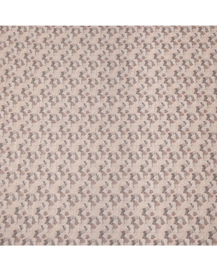 قماش فيسكوز كتان مخلوط باللون البيج بتصميم مطبوع على شكل أوراق، عرض 110 سم، صنع في الهند - D25109