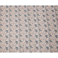 Beige Cotton Blend Fabric with Blue and Brown Leaf Print, 110 Cms Width, Made in India-D25516