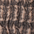 Beige Black Viscose Linen Blended Fabric with Abstract Tie-Dye Effect Print, 110 cms Width, Made in India-D25112