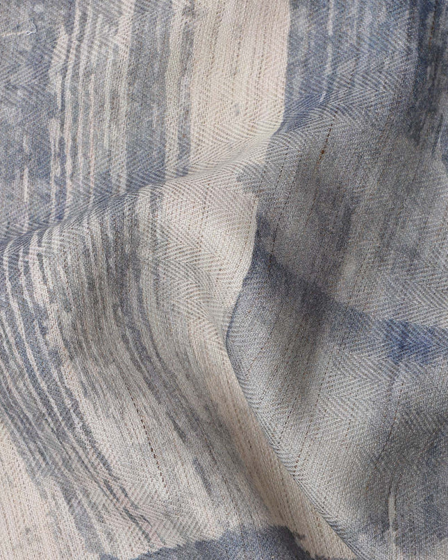 Blue Cotton Blend Fabric with Abstract Brush Stroke Print, 110 Cms Width, Made in India-D25517