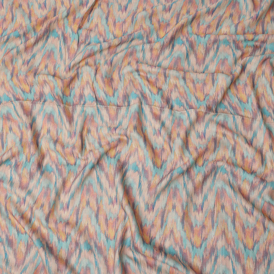 قماش متعدد الألوان من مزيج الكتان والفيسكوز بطبعة تجريدية مستوحاة من الإيكات، عرض 110 سم، صنع في الهند - D25114