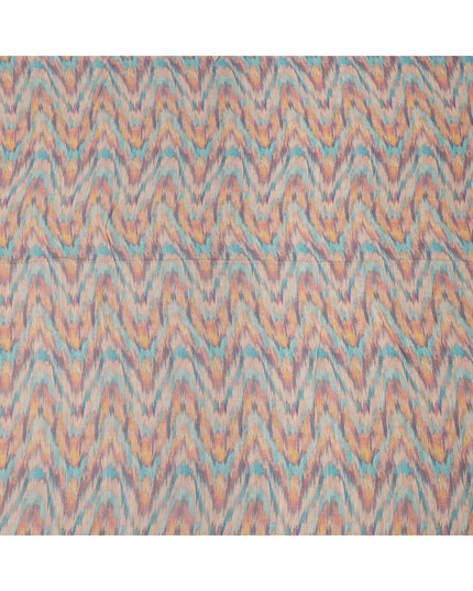 قماش متعدد الألوان من مزيج الكتان والفيسكوز بطبعة تجريدية مستوحاة من الإيكات، عرض 110 سم، صنع في الهند - D25114